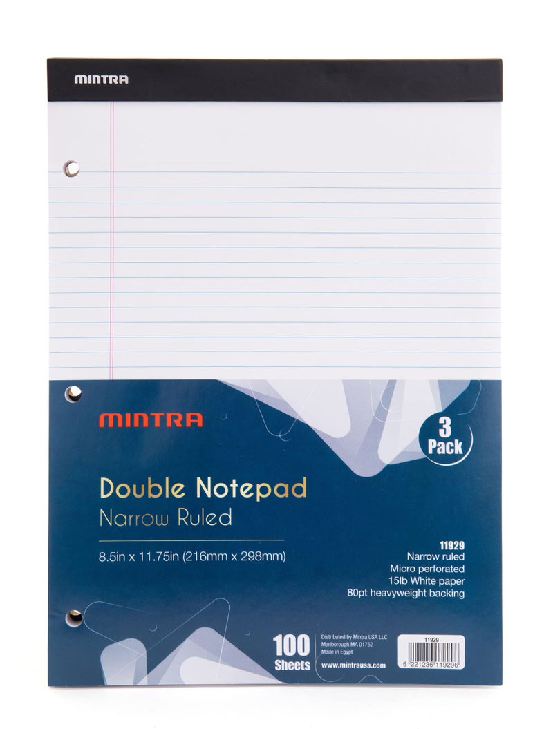 Mintra Office Legal Pads (Double Pad 3pk (White), 8.5in x 11in (Narrow Ruled)) - Image 5